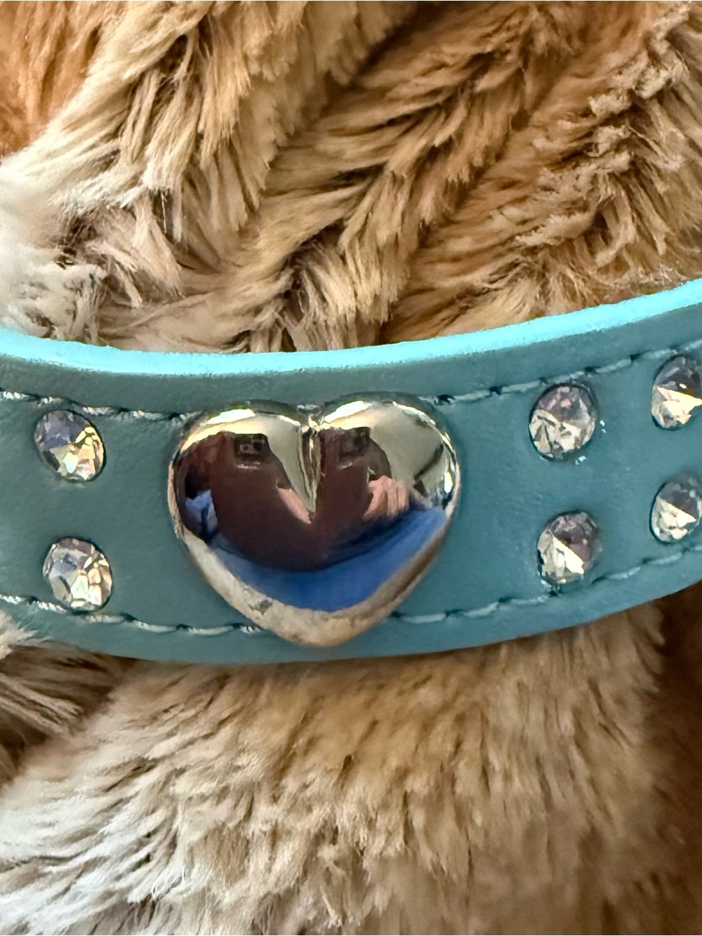 Blue Heart Studded Leather Bracelet - Brand